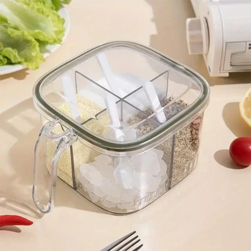 4 Compartments Clear Sealed Seasoning Box