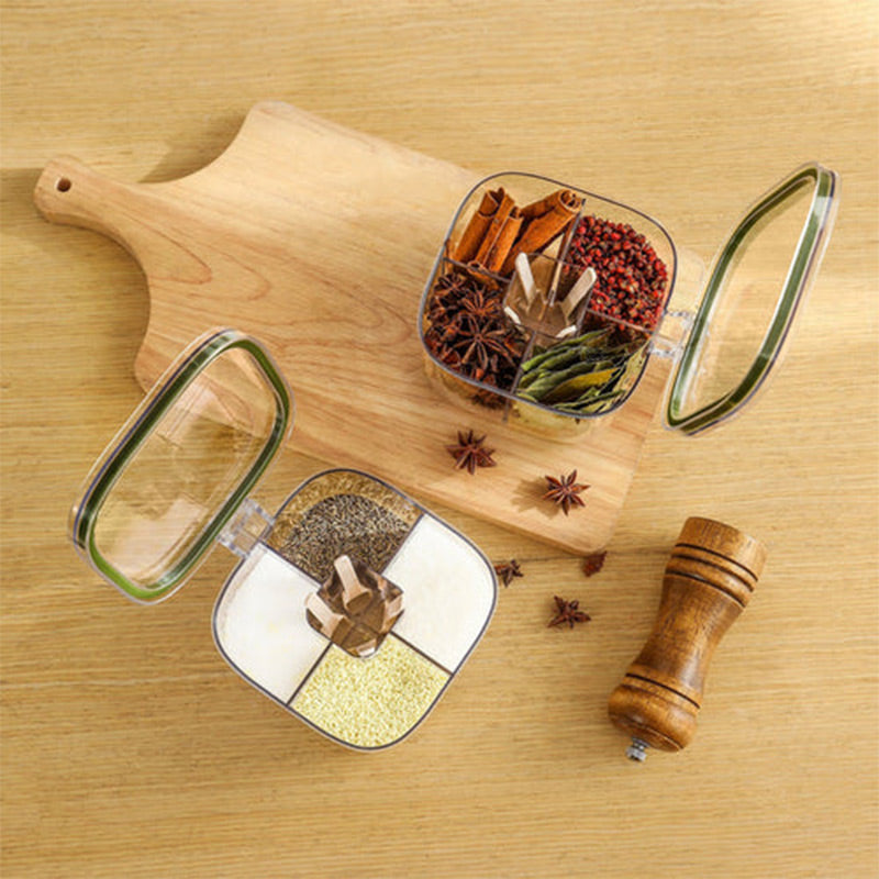 4 Compartments Clear Sealed Seasoning Box